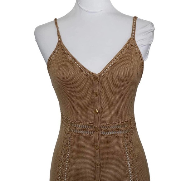 LPA Knit Dress Crotched Midi Semi Sheer Tan‎ Nude Size S - Picture 4 of 13